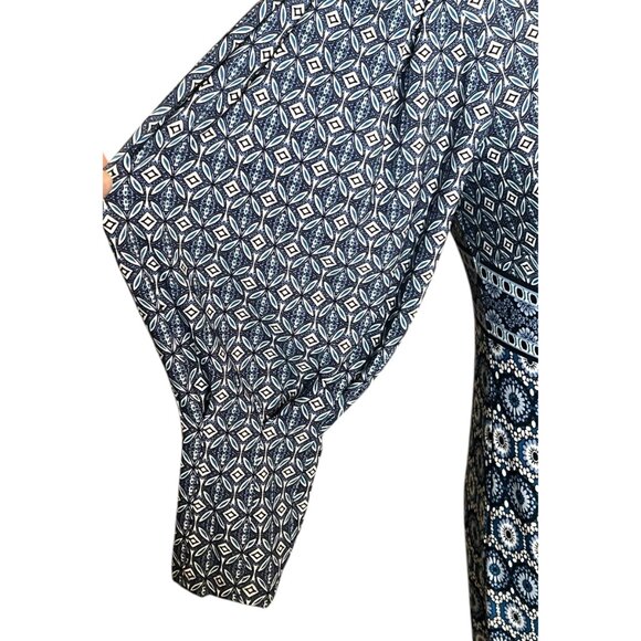 Vince Camuto blue patterned jersey sheath dress with balloon sleeve 2 NWT - Picture 8 of 13